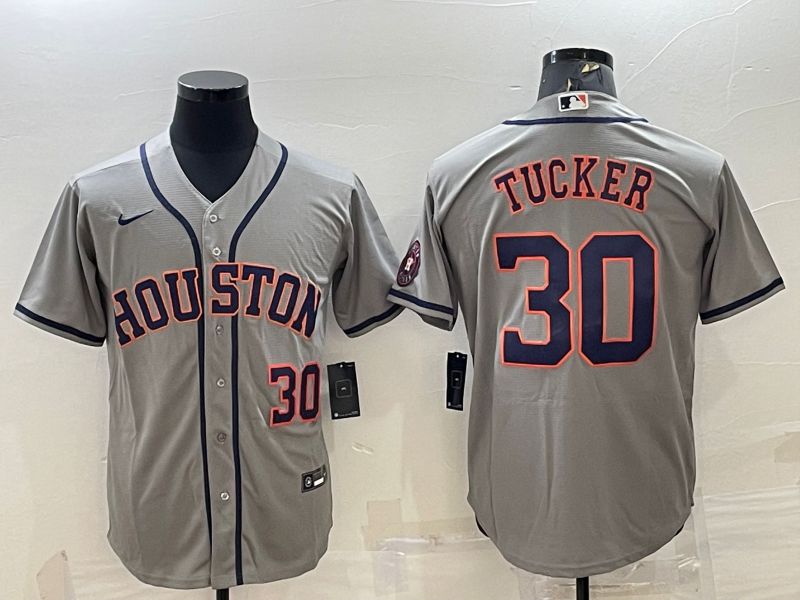 Men Houston Astros #30 Tucker Grey Game Nike 2022 MLB Jersey1